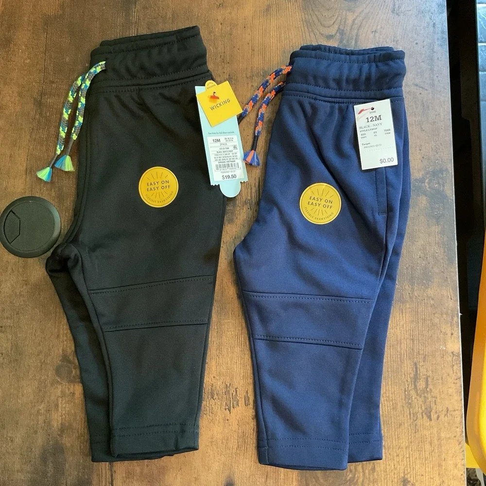 New Toddler Boys' 2pk Athletic Jogger Pull-On-Pants - Cat &‎ Jack Black 12M